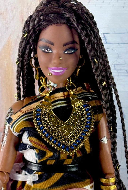 Beautiful African Dress Barbie with Braids