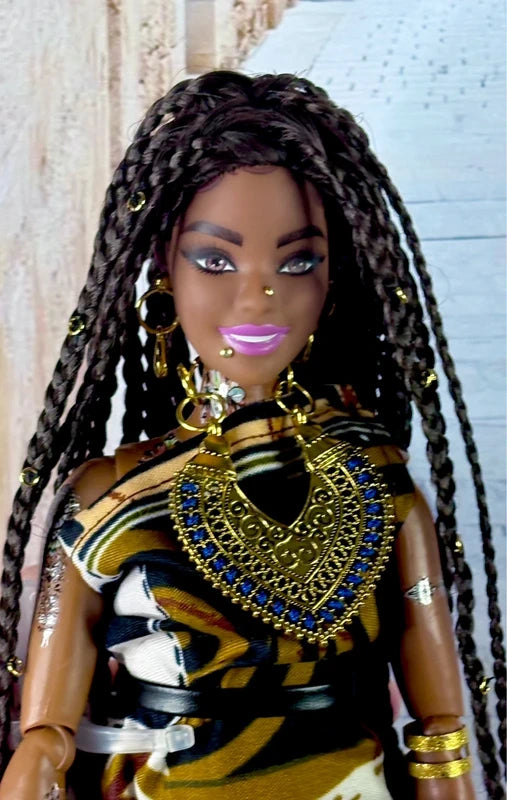 Beautiful African Dress Barbie with Braids