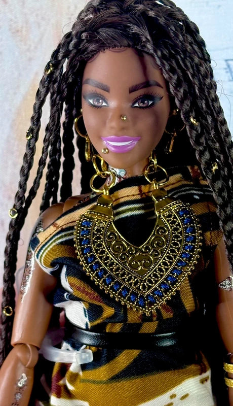 Beautiful African Dress Barbie with Braids