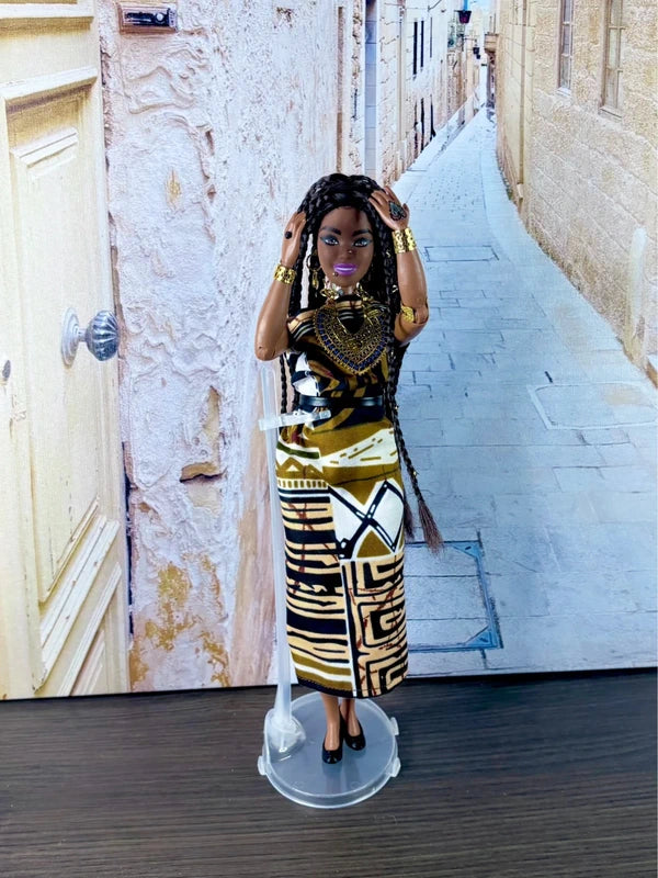 Beautiful African Dress Barbie with Braids