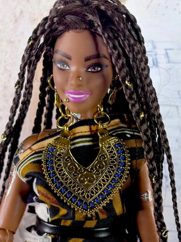Beautiful African Dress Barbie with Braids