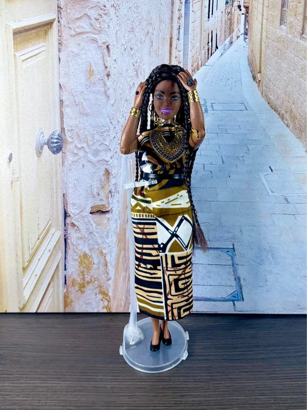 Beautiful African Dress Barbie with Braids