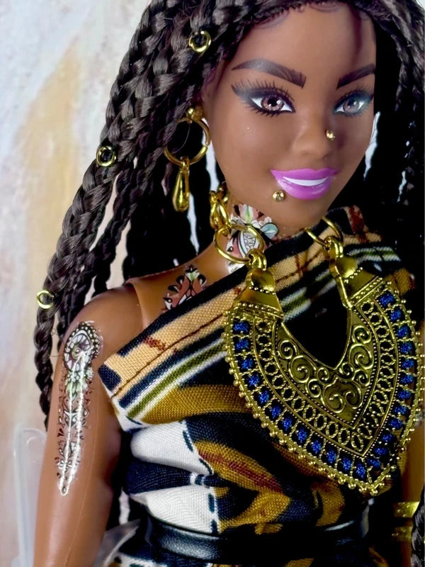 Beautiful African Dress Barbie with Braids